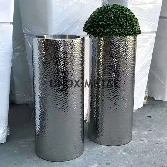 Teardrop Metal Floor Vases Hammered Stainless Steel Vase